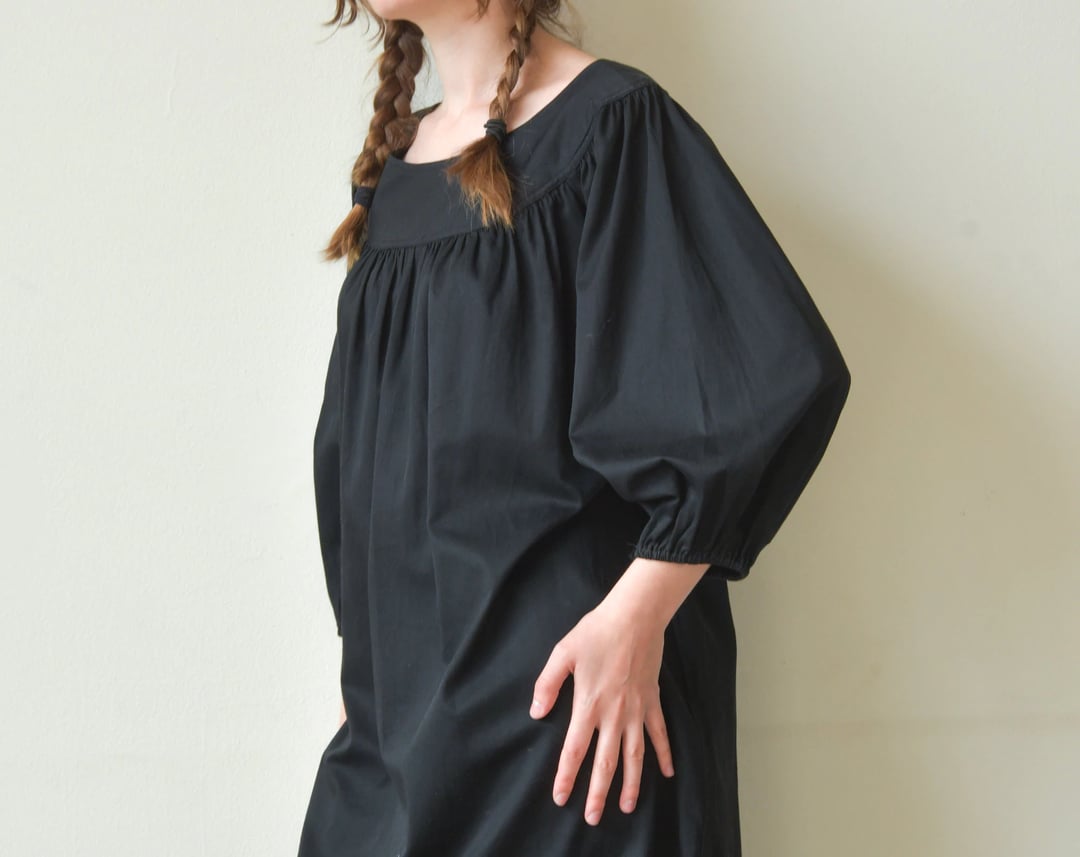 3102d / yves saint laurent black cotton smock dress / s / m