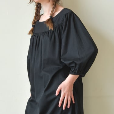 3102d / yves saint laurent black cotton smock dress / s / m 