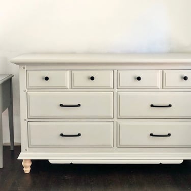 Hand Painted Vintage Dresser Beige Gray-ask for shipping quote 