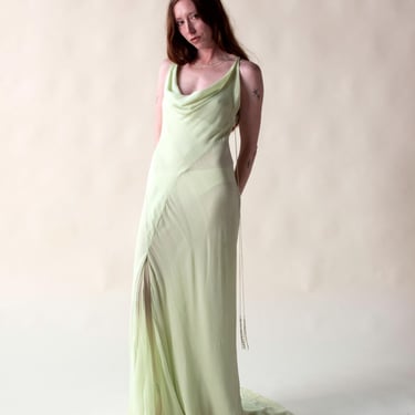 Celery Chiffon Gown | Krizia SS 2005 