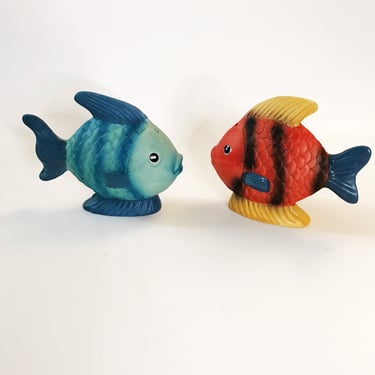 Vintage Tropical Fish Salt and Pepper Shakers Novelty Ceramic MSR Imported Handpainted Salt and Pepper Shakers Table Dining Decor 