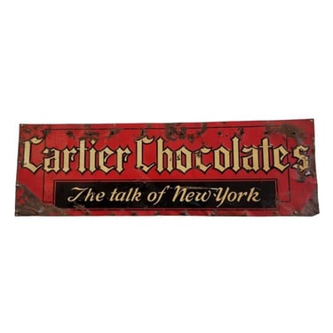 Vintage Cartier Chocolates New York Metal Sign 