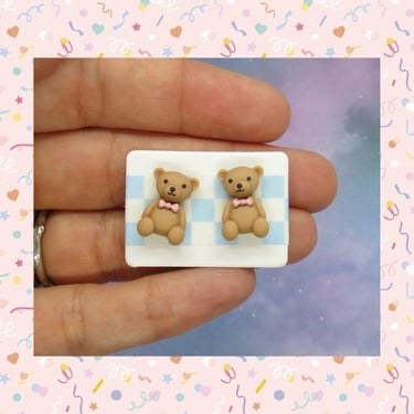 Teddy Bear Earrings Cute Studs Kawaii Bears 