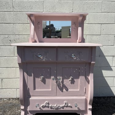 Antique Dresser with Mirror Vanity Table Bachelor Chest Neoclassical Children's Furniture Bedroom Shabby Chic Wood  CUSTOM PAINT AVAIL 