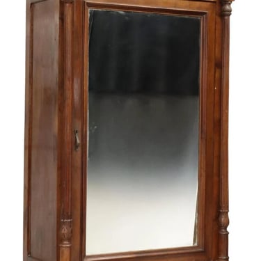 Antique Armoire, Mirrored, Italian Carved, Single Door, Walnut, Foliate, 1800's!