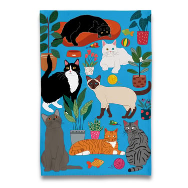 At Home with Kitty Cats Tea Towel