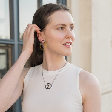 Kelp Oval Post Earrings in Oxidized Silver