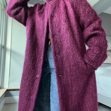 vintage shaggy textured woolen fuzzy mohair coat 