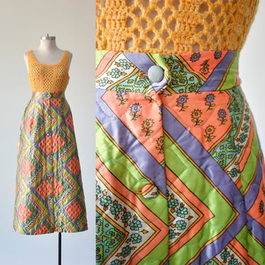 1970s Quilted Maxi Skirt 