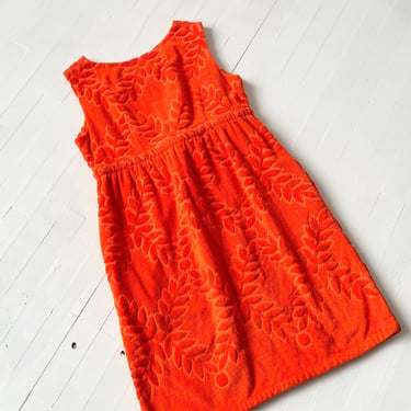 1960s Botanical Orange Terrycloth Dress 