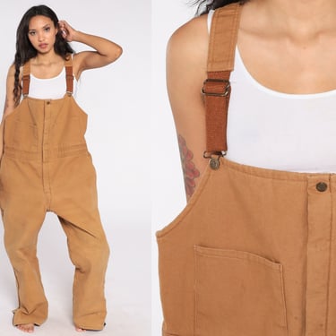 Walls Insulated Overalls Blizzard Pruf Coveralls Workwear Brown Baggy Bib Pants Work Wear Long Cargo Vintage Dungarees Extra Large xl Tall 