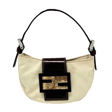 Fendi Mini Natural Canvas Croissant Bag