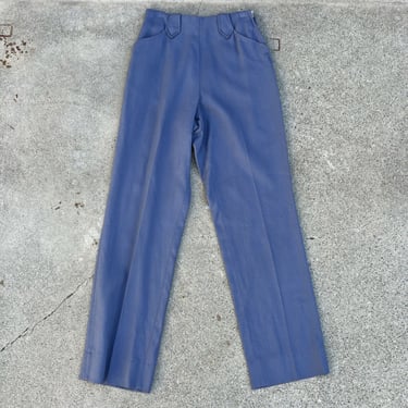 Vintage 1940s Blue Gabardine Western Pants Trousers Side Zip Cowgirl 1950s