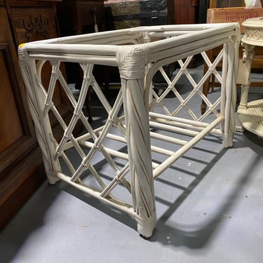 Pair of Ratan Side Tables w/ Glass