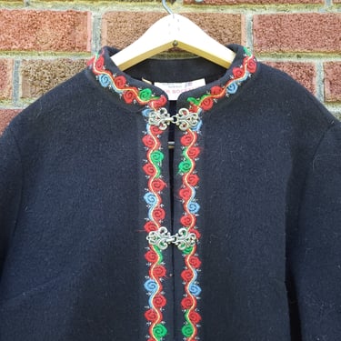 Vintage 1970's to 1980's FR Bockelie Nordic Norway Cardigan Sweater / Wool / Women's L to XL 