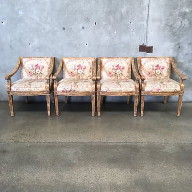 Set of Four Upholstered Shabby Chairs