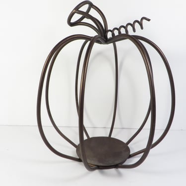 Vintage Pumpkin Wire Candle Holder - Metal Pumpkin Silhouette Candle Holder 