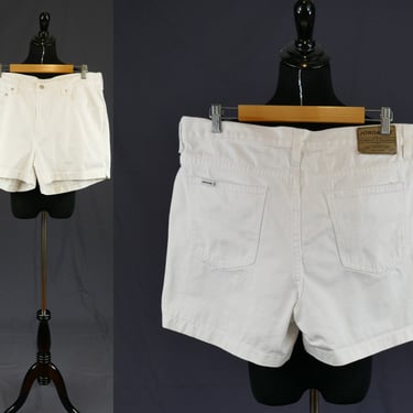 90s White Jordache Jean Shorts - 35" waist - Cotton Denim - Mid Rise - Vintage 1990s - XL 