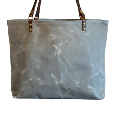 Ready to Ship | Handmade Waxed Canvas Bag | Large Classic | farmers market tote | Lite Gray 