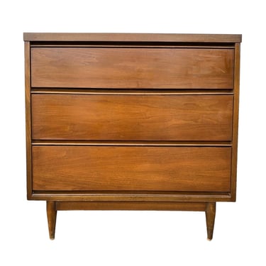 Mid Century Modern Nightstand with 3 Drawers 31” Tall - 1960s Vintage Wood MCM MidCentury Bachelor Chest Dresser Table 