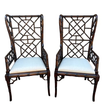 Beautiful NEW faux bamboo arm chairs by Furniture Classics - a pair 