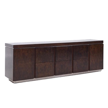 Milo Baughman Style Helikon Mid Century Burlwood Office Credenza - mcm 