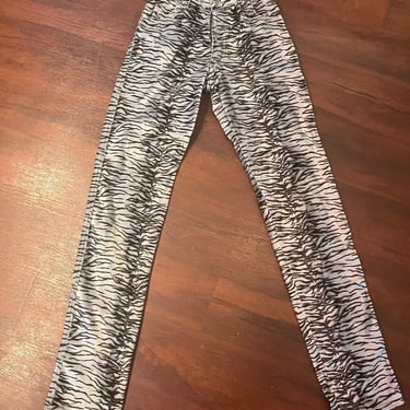 1990’s deadstock w /o tags furry fuzzy grey amd black TIGER  print highwaisted pants 