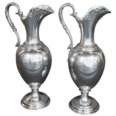 Pair of Oversized Sterling Silver Tiffany &amp; Co. Pitchers