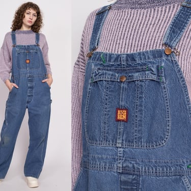 80s Big Ben Unisex Overalls - Men's Large, Women's XL | Vintage Dark Wash Denim Overall Pants Blue Jean Dungarees 