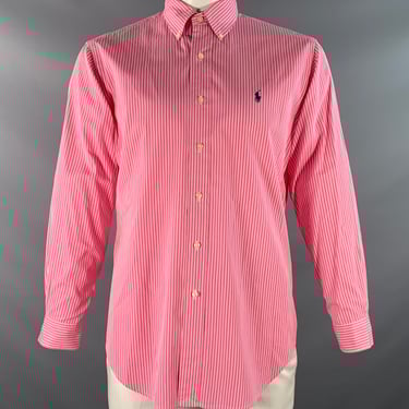 RALPH LAUREN Size XXL Pink White Stripe Cotton Long Sleeve Shirt