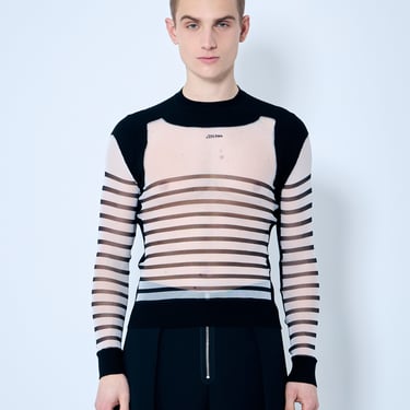 Jean Paul Gaultier Men Marniniere Mesh And Knit Top