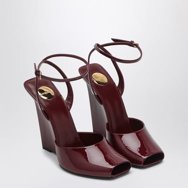 Saint Laurent La Scandale Wedge In Burgundy Patent Leather Women