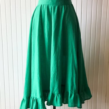 Vintage Kelly Green Midi Skirt 28" Waist