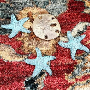 Brass Starfish & Sand Dollar~Large Brass Seashells with Verdigris Patina 