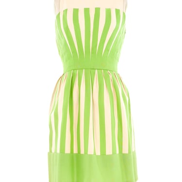 Travilla Green Stripe Sleeveless Dress