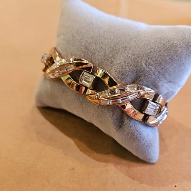 Vintage Trifari Rhinestone Baguette Bracelet 