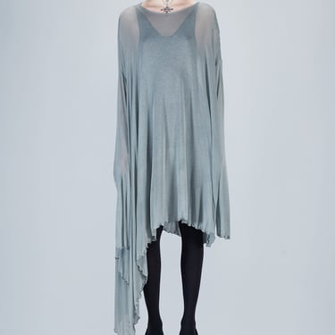 Long Sleeve Asymmetric Cape Dress in OPAQUE GREY Only