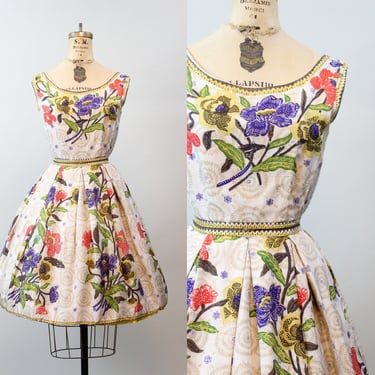 1950s SUZY PERETTE floral silk dress xs | new spring summer 