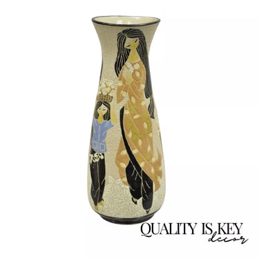 Vintage Dona Vietnamese Mid Century Modern Figural Women Studio Pottery 18&quot; Vase