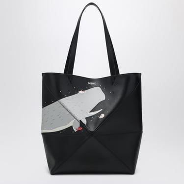 Loewe Large Whale Black Leather Puzzle Fold Tote Bag Women