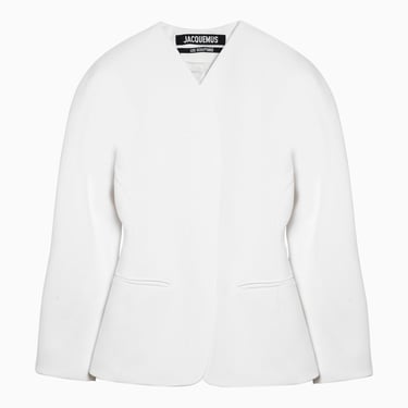 Jacquemus Ovalo Single-Breasted White Jacket Women