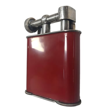 1920 Red Enamel Lift Arm French Table Lighter 