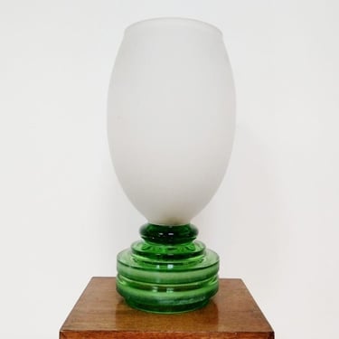 Massive Accent Glass Lamp | Table Lamp | White and Green | 80s | 