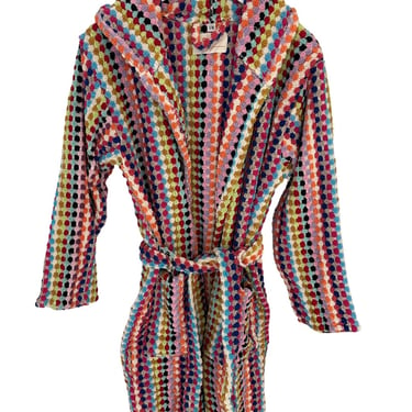 Rainbow Pom Hooded Terry Cloth Robe