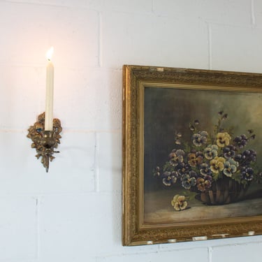 antique french brass rose candle sconce