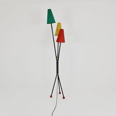Tripod swedish vintage floor lamp in metal by Dahlquist & Johansson, 1950s 