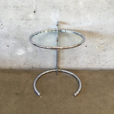 Classi Con Adjustable Table in Chrome and Crystal Signed Eileen Gray