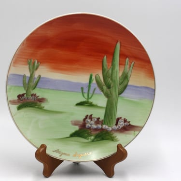 vintage Norcrest Souvenir Plate of Arizona with Saguaro Cactus made in Japan 