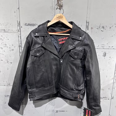 Vintage 90s Perry Ellis Black Leather Jacket Men, | Mezcal +