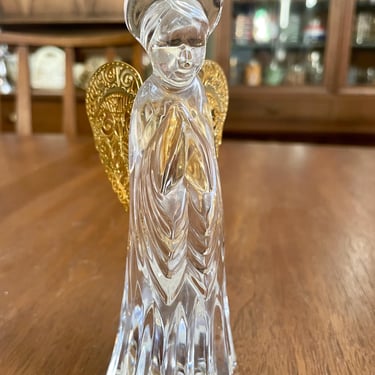 Vintage Gorham Crystal Nativity Praying Angel with Gold Wings Figurine Made in Germany 6.5